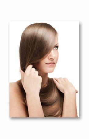 beautiful young woman with elegant long shiny hair