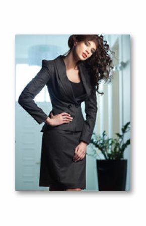 Sexy woman wearing elegant suit