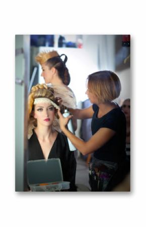 backstage hairdressing fashion with make-up artist