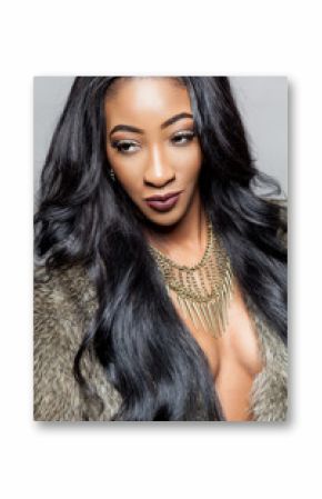 Black beauty with elegant curly hair