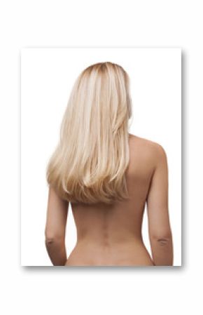 back of girl with beautiful long blonde hair