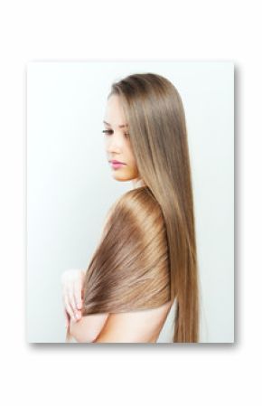 closeup portrait of a beautiful young woman with elegant long sh