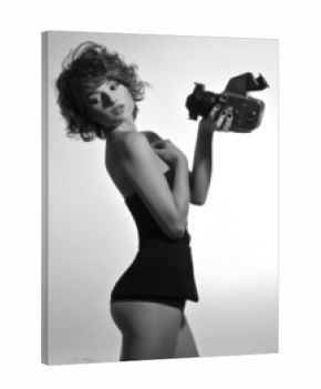 Black and white photo of beautiful fashion woman