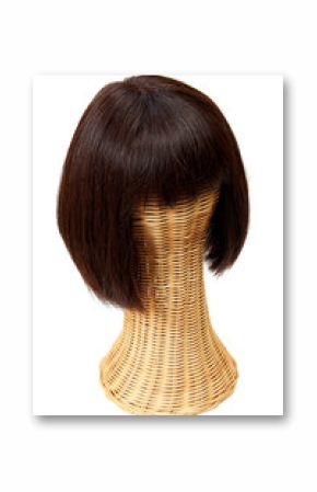 A dark brown silk bob wig with bangs