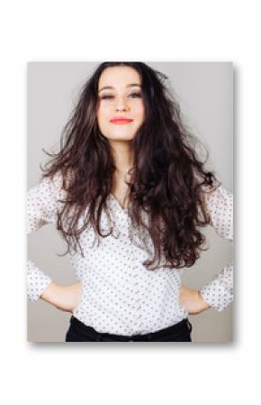 Brunette woman with messy hair