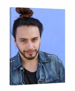 bearded modern man with man bun