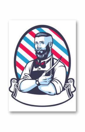 retro illustration of barber man