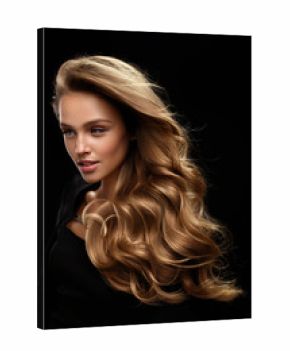 Beautiful Long Hair. Woman Model With Blonde Curly Hair