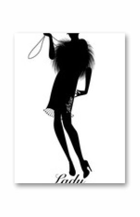 Elegant flapper. Stylish woman silhouette wearing 20's style 