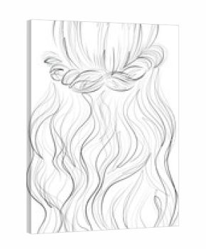 Beautiful woman long hair braided hairstyle vector illustration. Fashion, hairstyle icon.
