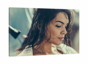 Drying hair in hair salon