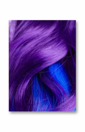 Closeup of colorful hair in purple and turquoise blue colors