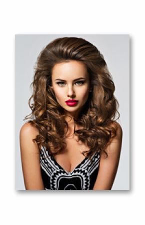 Beautiful woman with long curly hair