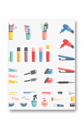 Hairdressing vector barbershop icons salon barbershop tool and device symbols fashion hairdresser professional barber cutting illustration. Stylist haircut barber accessories professional equipment