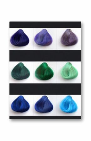 multicolored samples of artificial hair