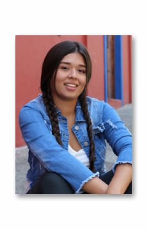 Cute chubby girl smiling headshot 