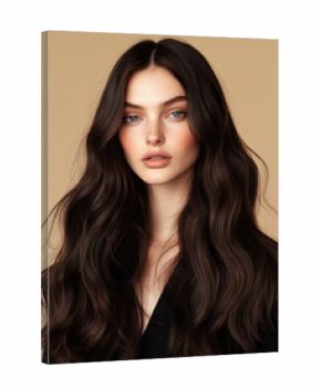 Young beautiful and natural woman with long wavy hair