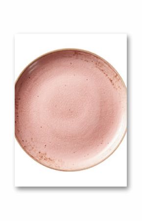 Empty Pink Ceramic Pottery Plate Isolated on a Transparent Background