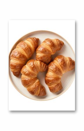 Delicious Plate of Croissants Isolated on a Transparent Background