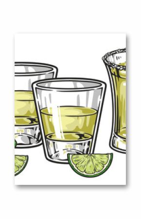 Tequila drink detailed emblem colorful