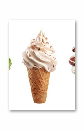 Soft serve ice cream png element set on transparent background