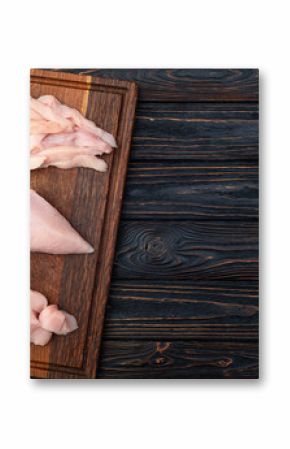 Raw chicken meat fillet ( breast ) Various of cutting in form slice and cube