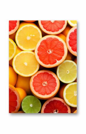 Top view of assorted citrus fruits with vibrant colors