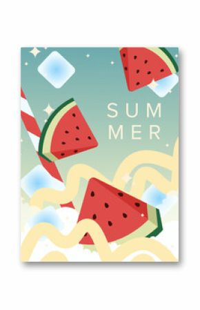 Summer poster, card, hello summer, banner