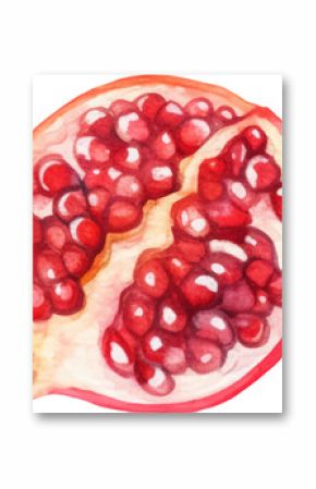 Watercolor painted pomegranate fruit. Hand drawn fresh food design element isolated on white