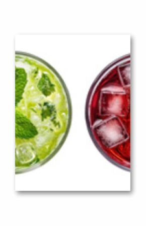 PNG Colorful refreshing assorted beverages lineup, element set on transparent background