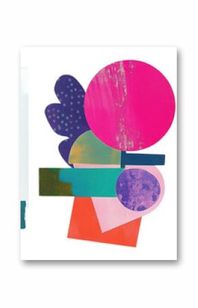 PNG Vibrant abstract geometric collage, element set on transparent background