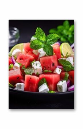 Wassermelonen-Feta-Salat mit Minze