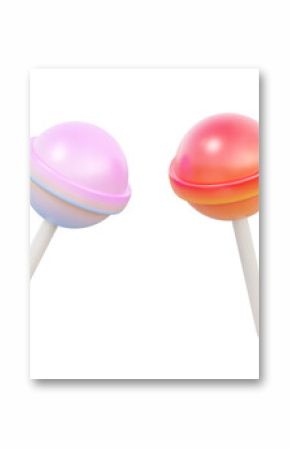 Set of lollipop colorful on isolated background. sweet glassy cute cartoon design food kids, childhood birthday summer concept. 3d render illustration