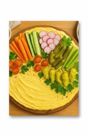 Hearty vegetarian cheese platter featuring fresh and pickled vegetables with sliced bread for a gathering