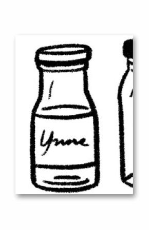 Hand drawn sketch of preserves and pickles in tall jars for kitchen decor