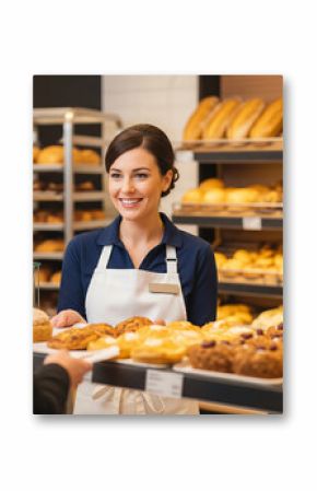 une vendeuse dans une boulangerie