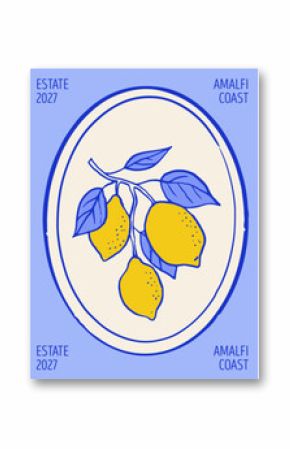 Vintage summer designs with lemon illustrations and seamless patterns.