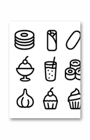Black line food icons vector illustration for modern digital design