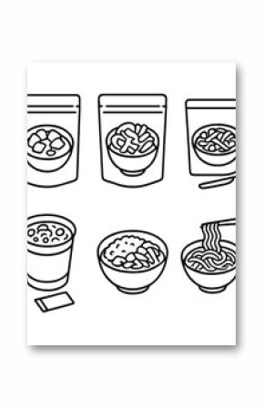 Food and cooking line icon set. kitchen, meal, ingredients line design collection