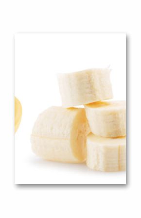 collection of banana with slices isolated on white background