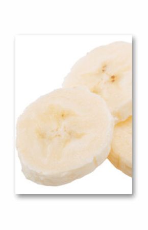 collection of banana slices isolated on white background