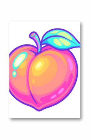 PNG Vibrant neon peach illustration.