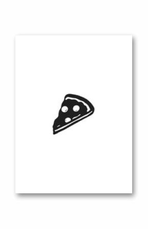 Pizza Icon – Minimalist Vector Illustration of Classic Slice with Pepperoni and Cheese
