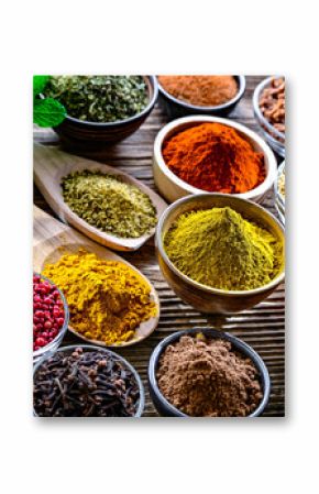 Composition with assortment of spices and herbs