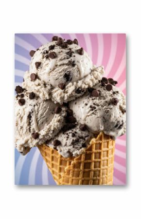 Cookies and Cream Sundae in Waffle Cone – Pink Blue Gradient Spiral Motion