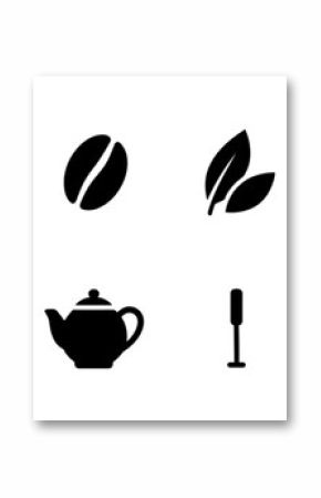 Coffee and tea solid icon set. warm beverage icons solid collection