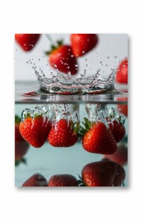 Strobery fruit with splashes of water