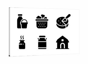 Farm fresh icons: dairy products and homestead essentials in silhouette design