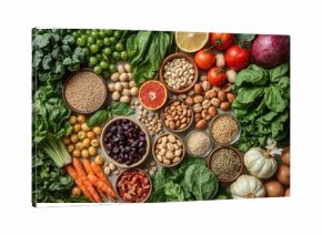 Ingredients for a nutritious plant-based meal rich in vitamins, antioxidants, and complex carbs