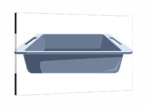 Grey rectangular baking tray with handles, perfect for preparing cakes, cookies, and other baked goods